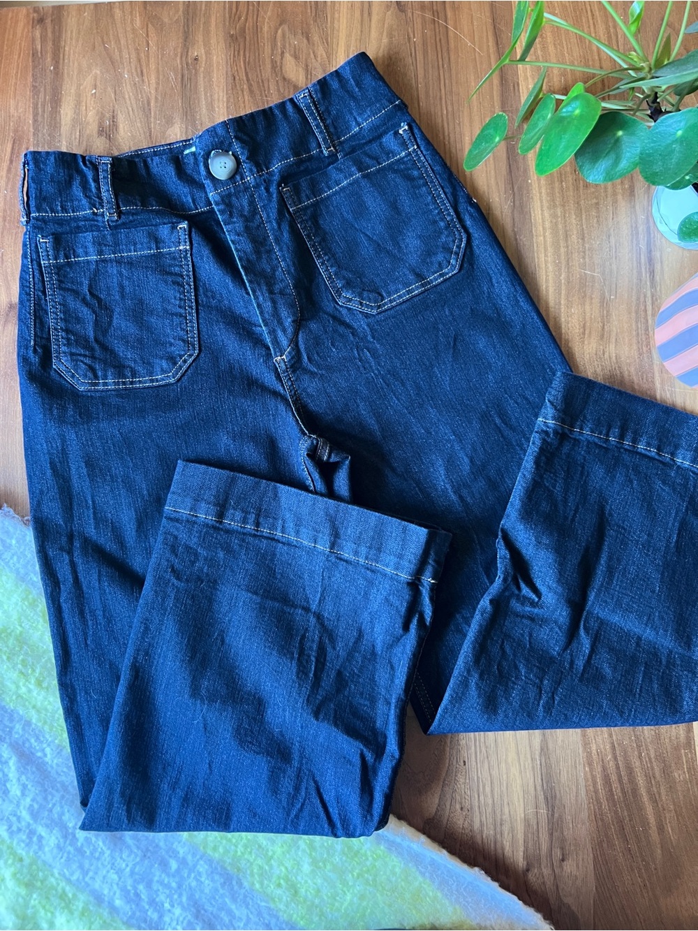 Maeve “the Colette” Dark Blue Ankle-Length Straight Jeans
